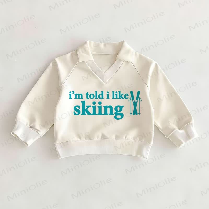 I'M TOLD I LIKE SKIING Baby White Polo Top - White - 2-3T - image 1