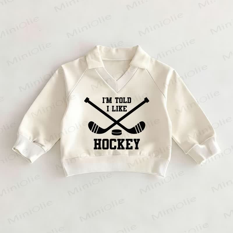 I'M TOLD I LIKE HOCKEY Baby White Polo Top - White - 2-3T - image 1