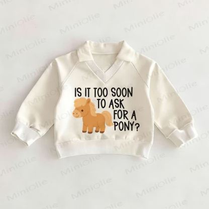 IS IT TOO SOON TO ASK FOR A PONY? Baby White Polo Top - White - 2-3T - image 1