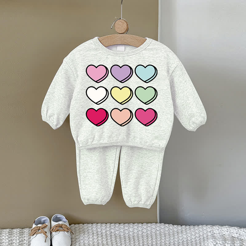 Baby Multicolor Love Gray Sweatshirt 2-piece Set - Gray - 2-3T - image 1