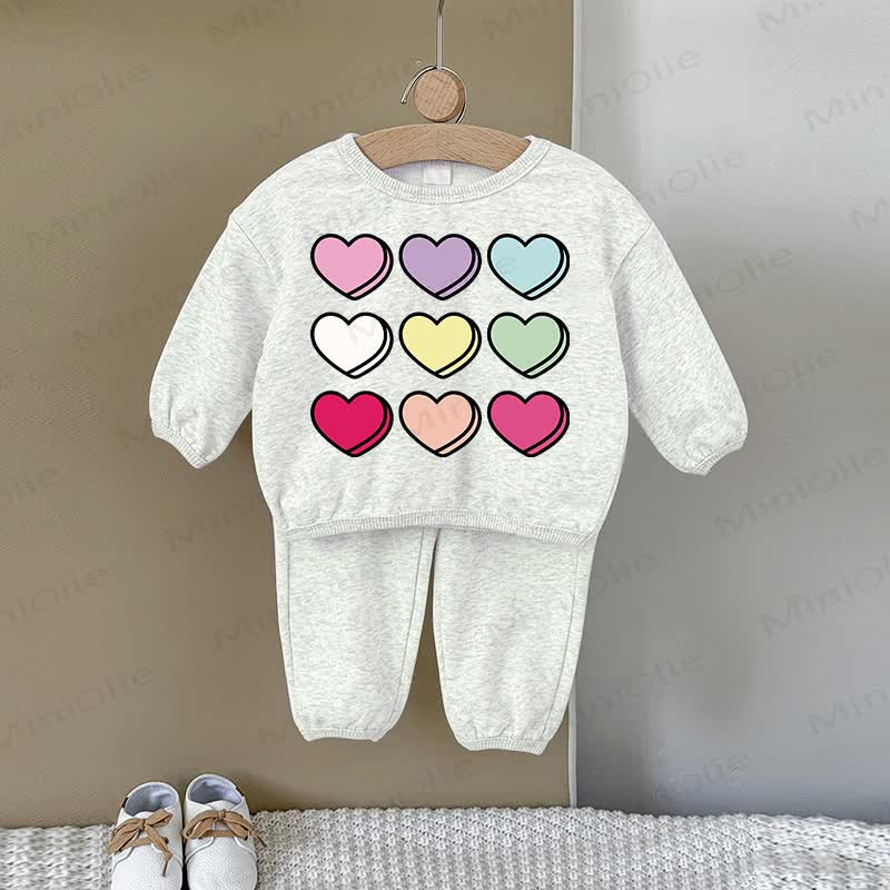 Baby Multicolor Love Gray Sweatshirt 2-piece Set - Gray - 2-3T - image 1