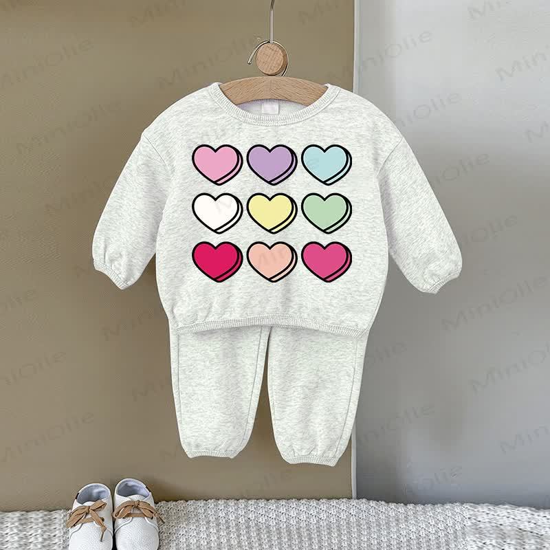 Baby Multicolor Love Gray Sweatshirt 2-piece Set - Gray - 2-3T - image 1