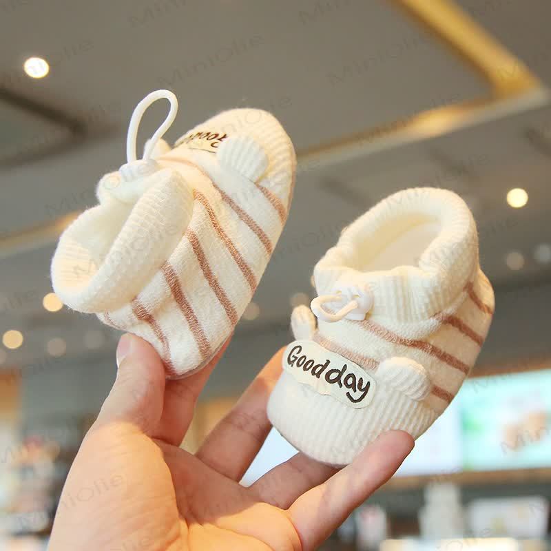 GOOD DAY Baby Striped Socks Shoes - Khaki - 10-15M - image 2