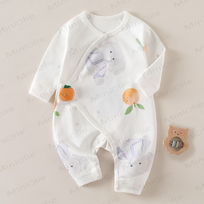  Baby Apricot Elephant Orchard Print Romper - Apricot - 3-6M - image 1