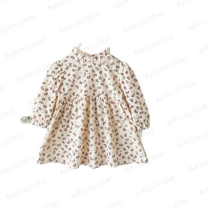 Baby Girl Flower Beige Dress - image 5