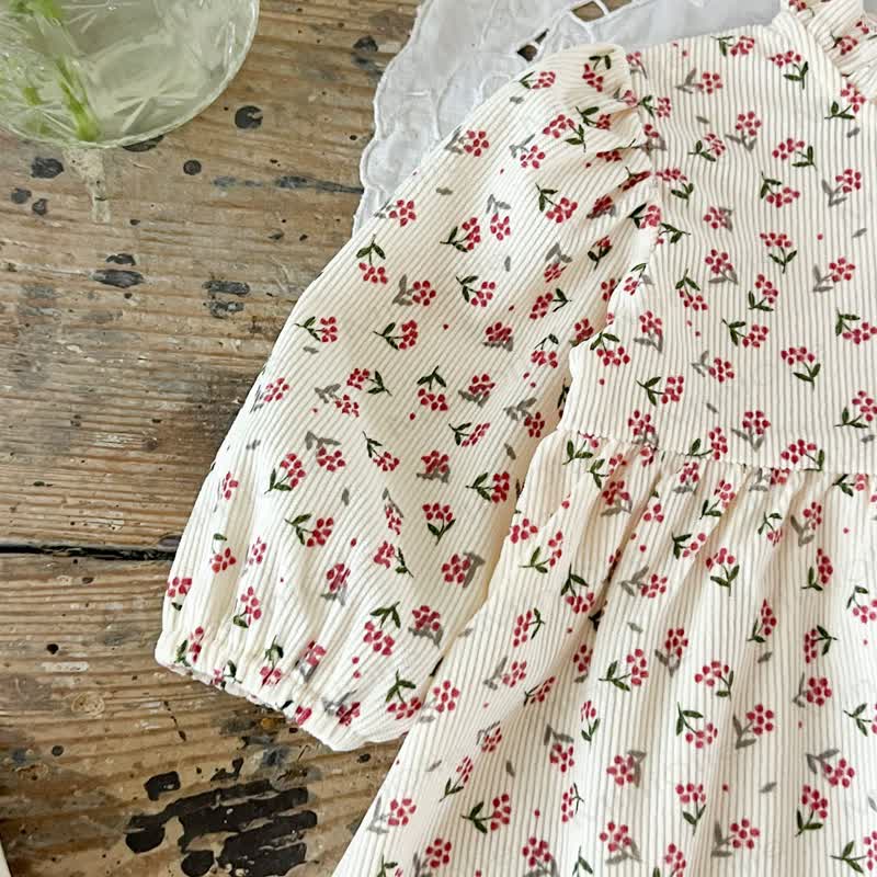 Baby Girl Flower Beige Dress - image 7