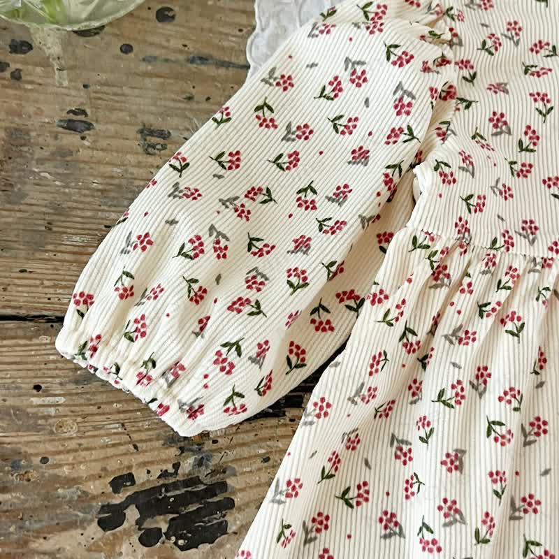 Baby Girl Flower Beige Dress - image 8