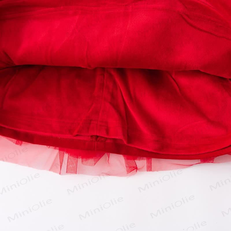 Baby Toddler Girl Bow Mesh Fleece Lined Dress - image 4