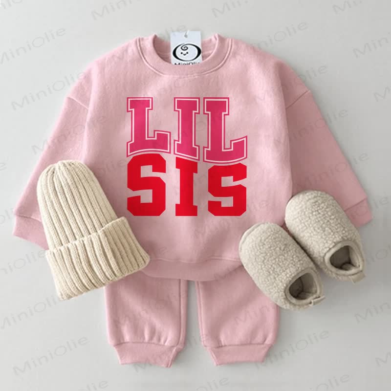 BIG/LIL SIS Baby Sweatshirt 2-piece Pink Set - Lil - 2-3T - image 2
