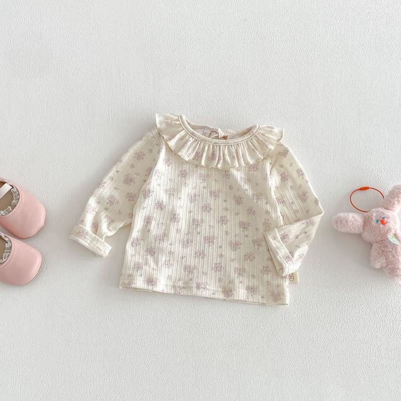 Baby Girl Embroidered Bunny Pink Overalls/Beige Flower Top - Beige Top - 2-3T - image 5
