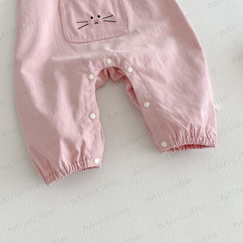 Baby Girl Embroidered Bunny Pink Overalls/Beige Flower Top - image 8