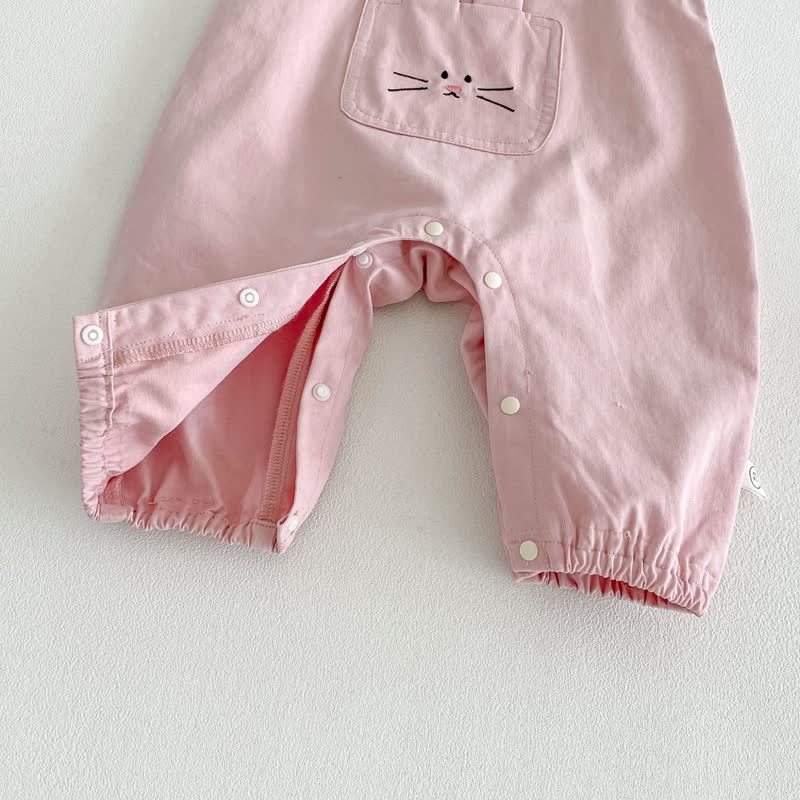 Baby Girl Embroidered Bunny Pink Overalls/Beige Flower Top - image 9
