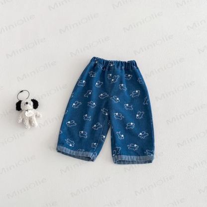 Baby Toddler Girl Puppy Denim Pants - Blue - 3-5T - image 3