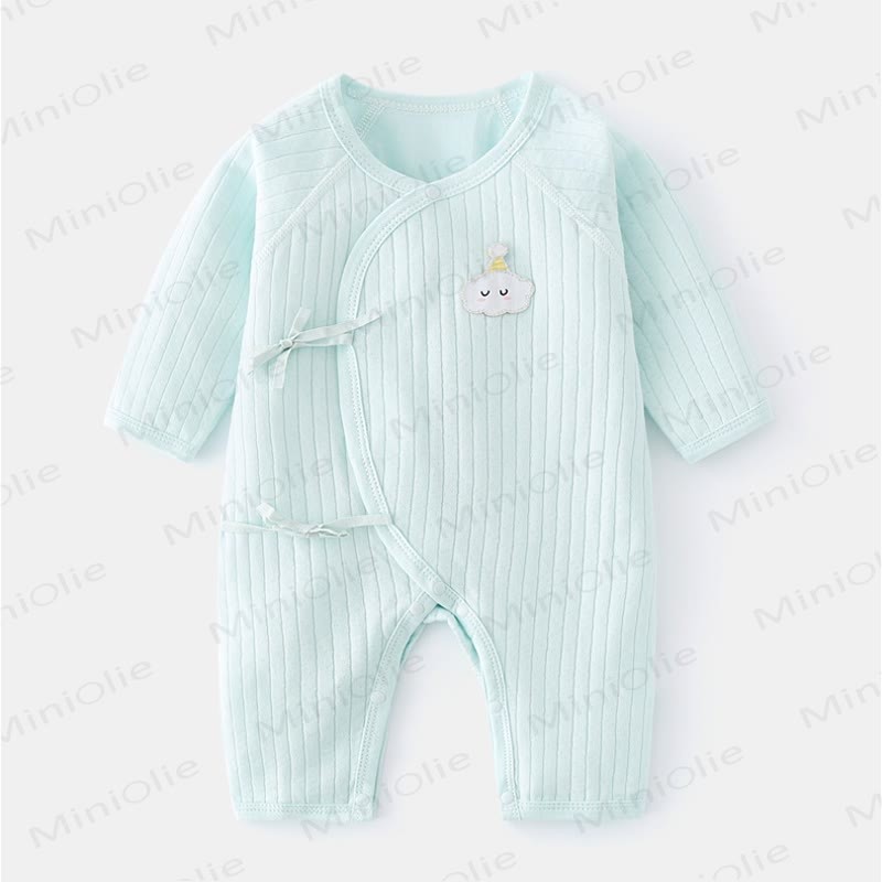 Baby Cartoon Cloud Solid Color Newborn Pajamas Romper - Green - 3-6M - image 7