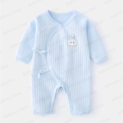 Baby Cartoon Cloud Solid Color Newborn Pajamas Romper - Blue - 3-6M - image 3