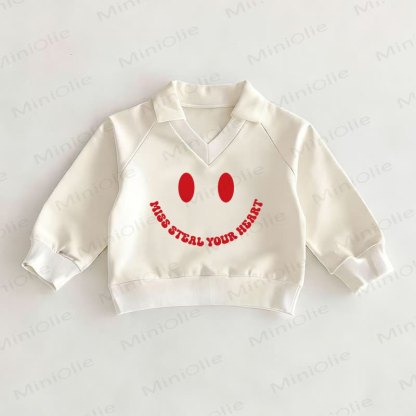 MISS STEAL YOUR HEART Baby White Smiley Polo Top - White - 2-3T - image 1