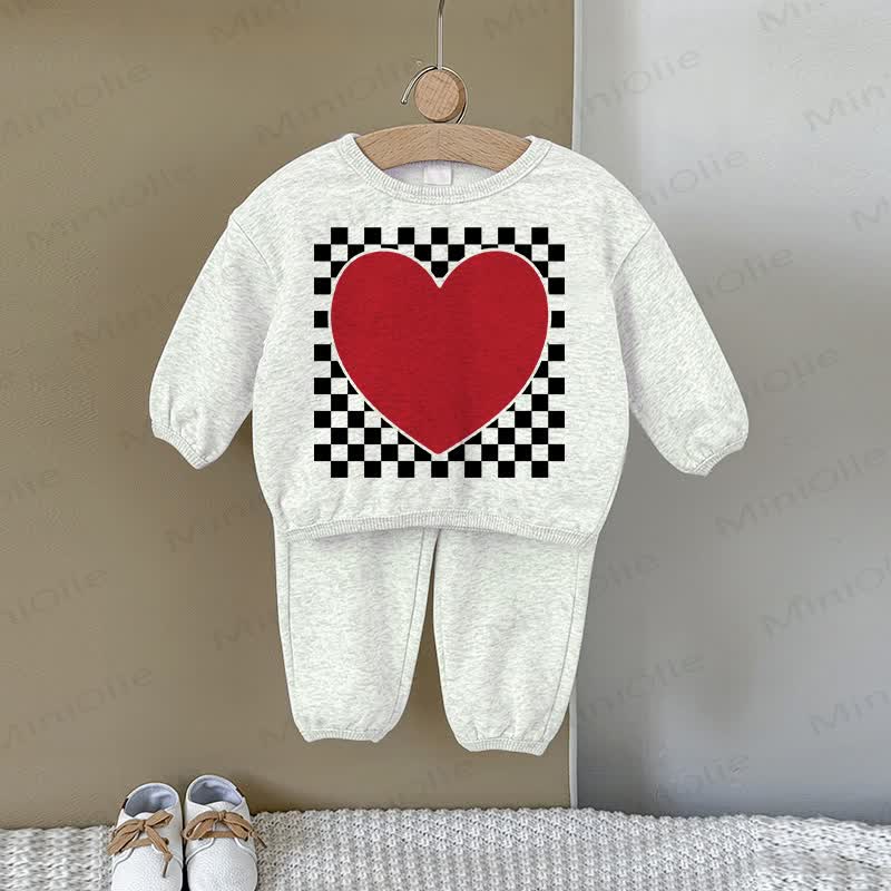 Baby Love Plaid Gray Sweatshirt 2-piece Set - Gray - 2-3T - image 1