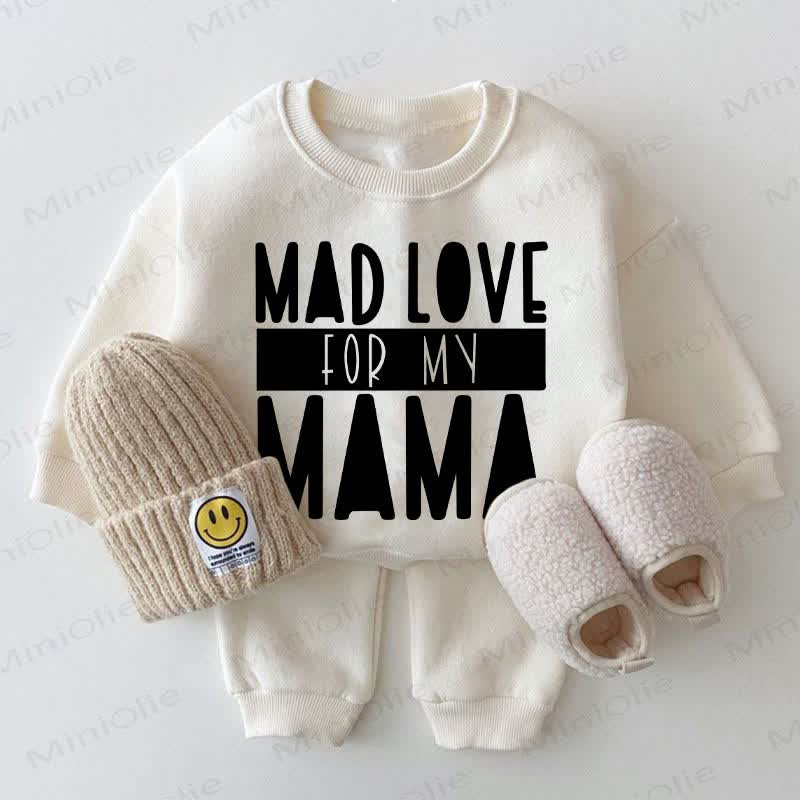 MAD LOVE FOR MY MAMA Baby White Sweatshirt 2-piece Set - White - 2-3T - image 1