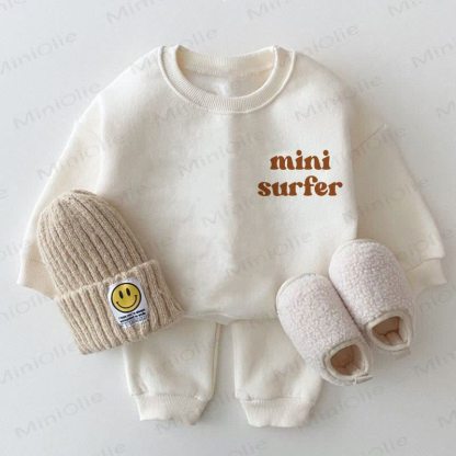 MINI SURFER Baby White Sweatshirt 2-piece Set - White - 2-3T - image 1