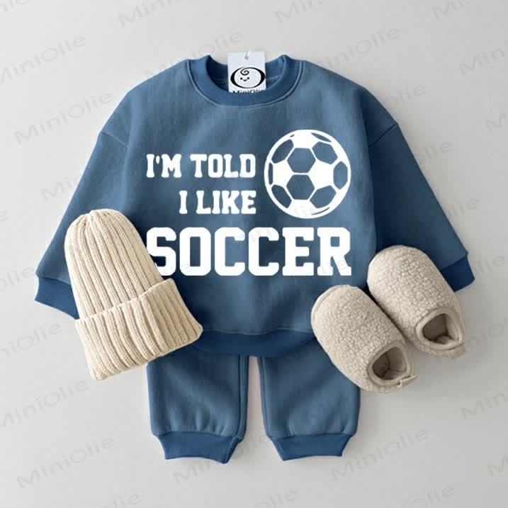 I'M TOLD I LIKE SOCCER Baby Blue Sweatsuit 2-piece Set - Blue - 2-3T - image 1