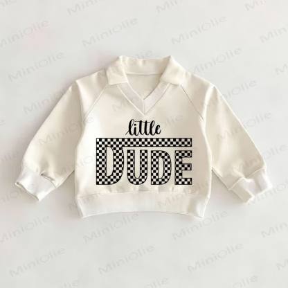 LITTLE DUDE Checkerboard Baby White Polo Top - White - 2-3T - image 1