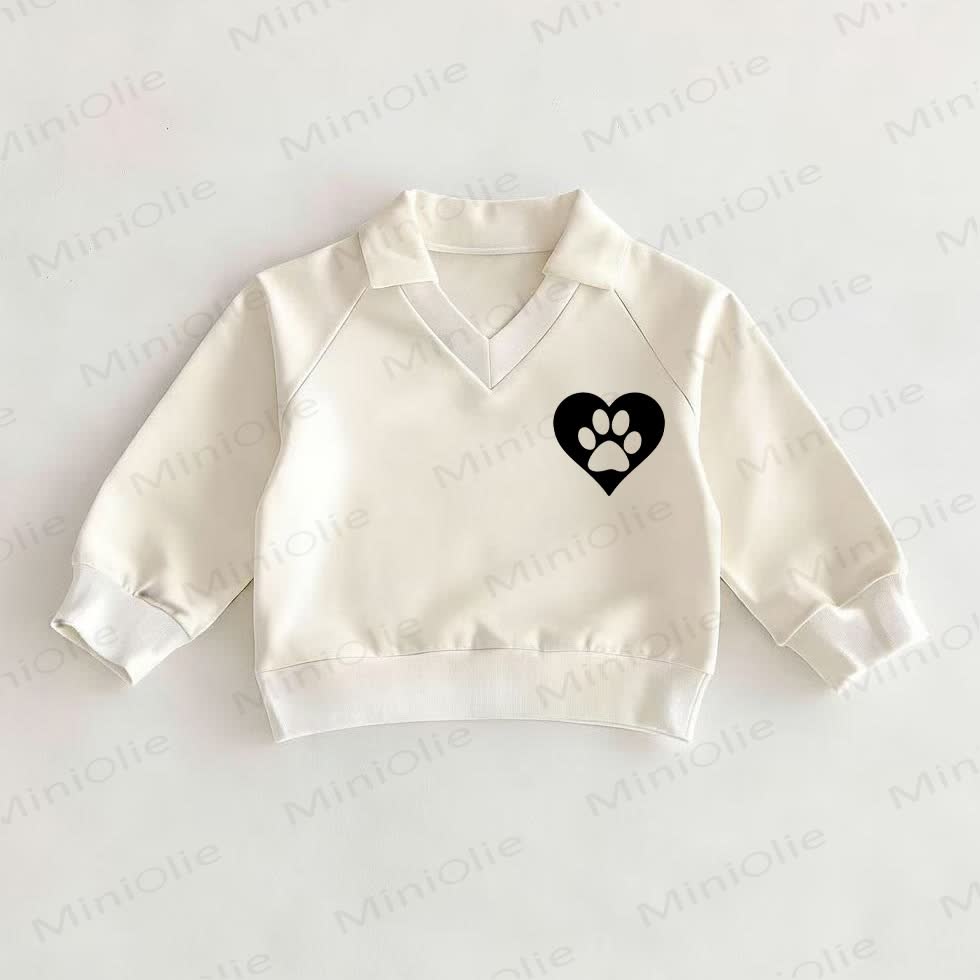 Baby Dog Paw Heart White Polo Top - White - 2-3T - image 1
