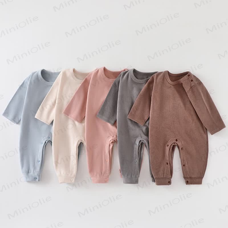 Baby Solid Color Newborn Pajamas Warm Romper - image 1