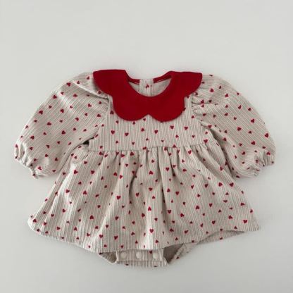 Baby Toddler Girl Cord Love Puff Sleeves Dress - image 2