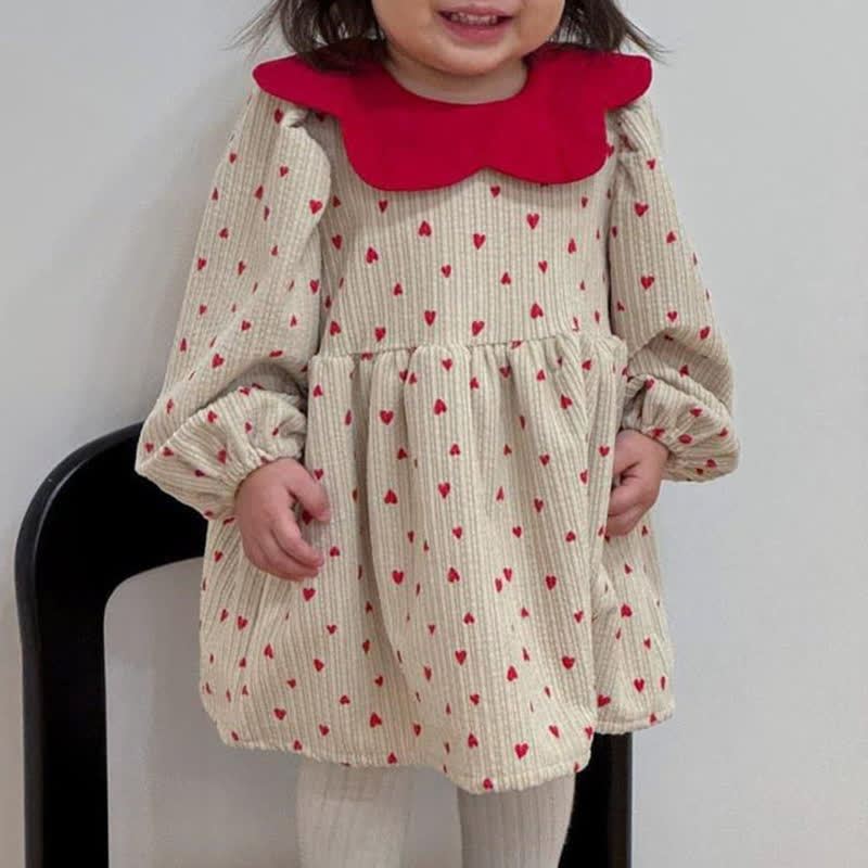 Baby Toddler Girl Cord Love Puff Sleeves Dress - image 3