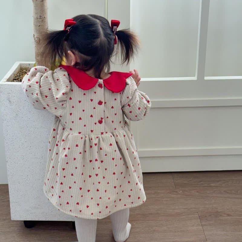 Baby Toddler Girl Cord Love Puff Sleeves Dress - image 4