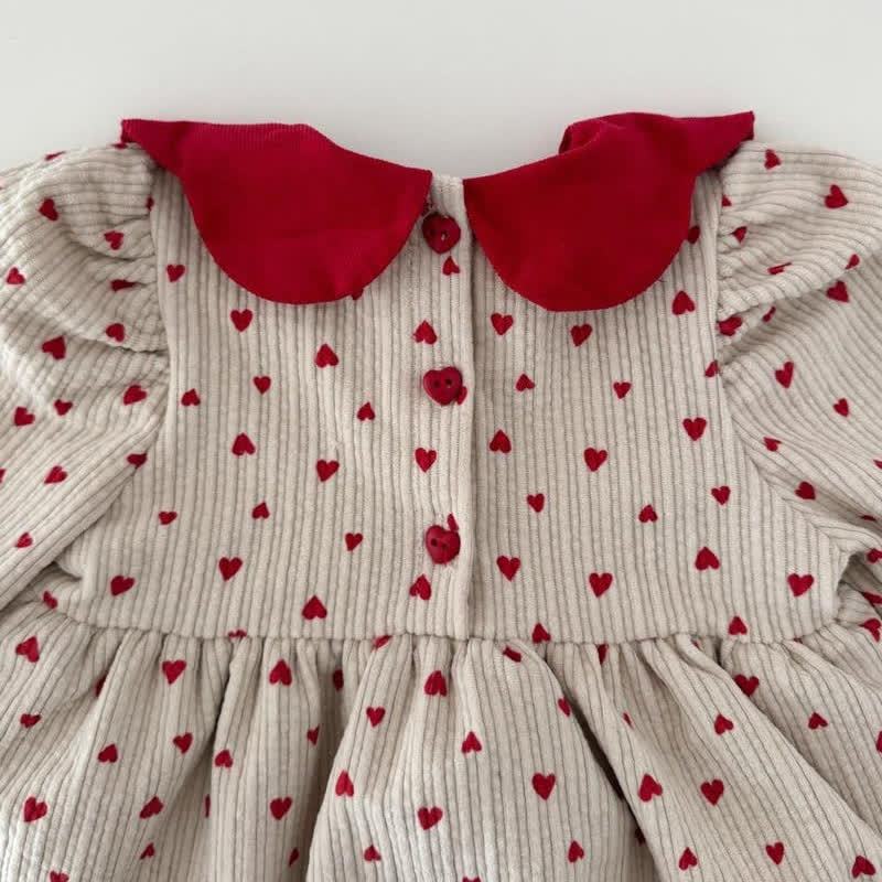Baby Toddler Girl Cord Love Puff Sleeves Dress - image 7