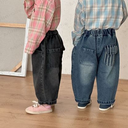 Toddler Kid Solid Color Loose Denim Pants - image 3