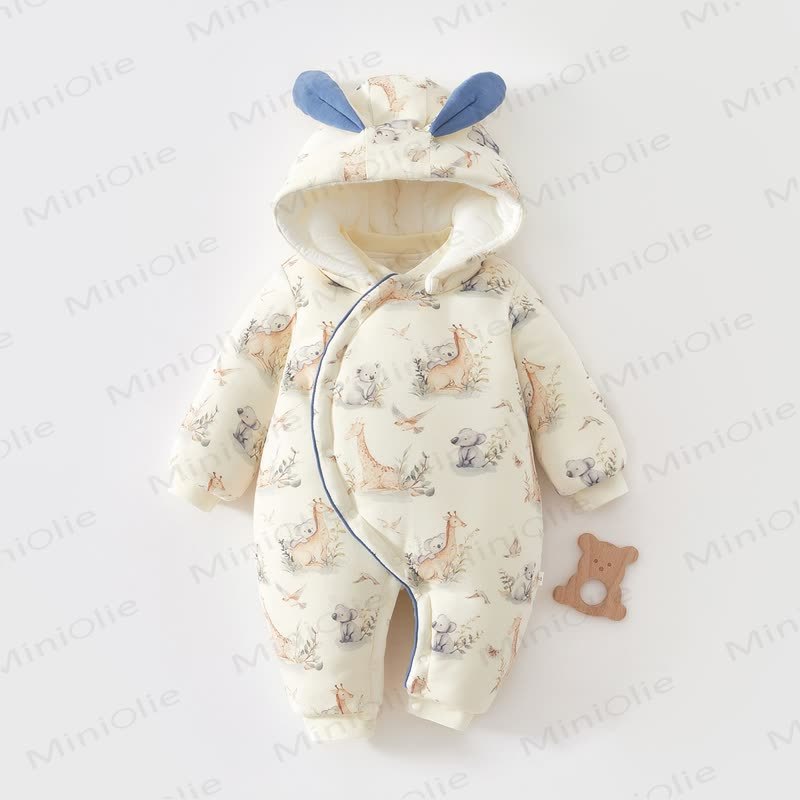 Baby Animal Fleece Lined Quilted Hooded Romper - Koala - 12-18M - image 4