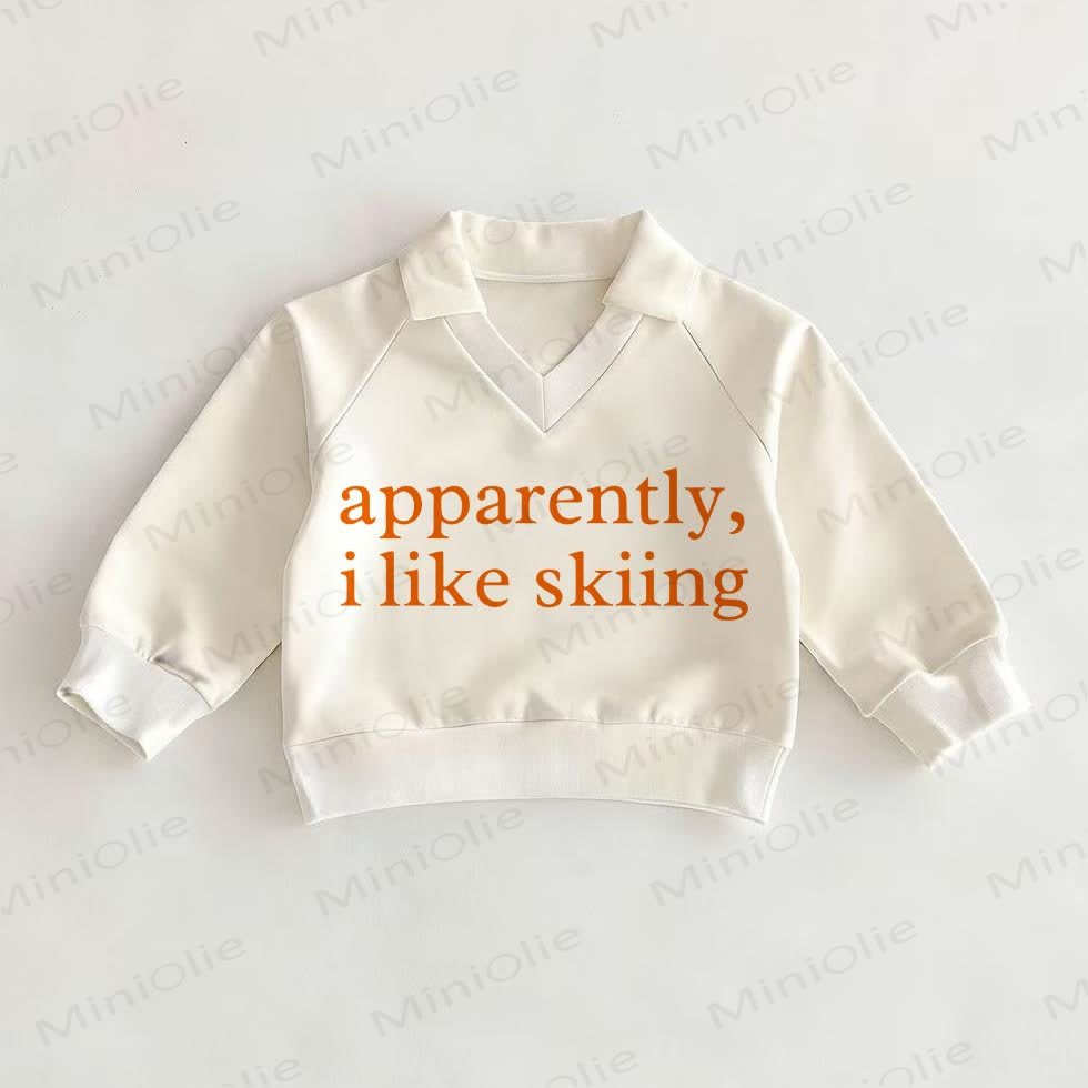 APPARENTLY, I LIKE SKIING Baby White Polo Top - White - 2-3T - image 1