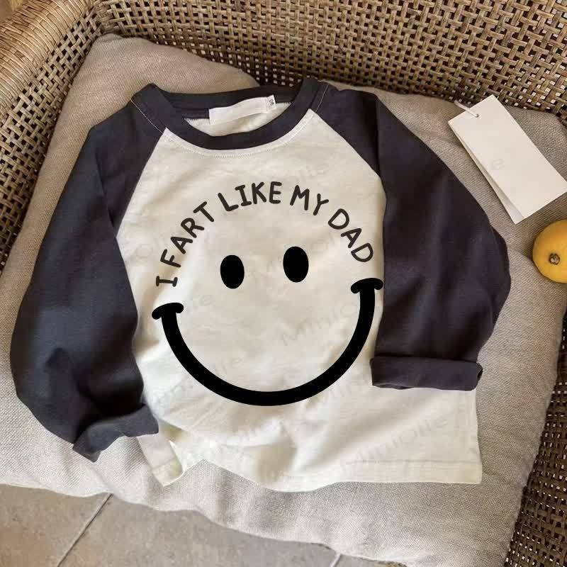 I FART LIKE MY DAD Baby Smiley Dark Gray Raglan T-shirt - Drak Gray - 2-3T - image 1