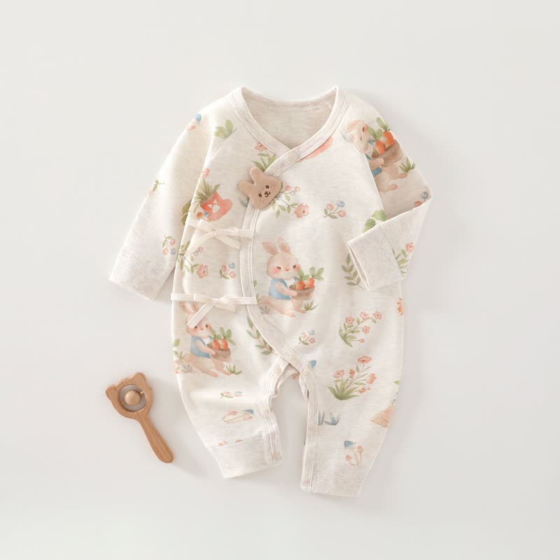 Baby Animal Kimono Pajamas Romper - Bunny - 3-6M - image 4