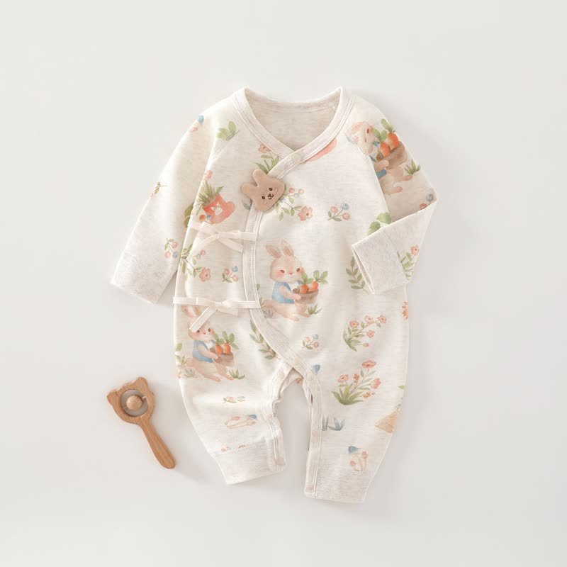 Baby Animal Kimono Pajamas Romper - Bunny - 3-6M - image 4