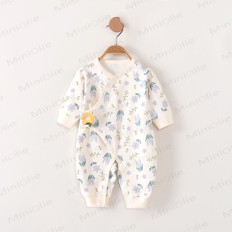 Baby Floral Kimono Pajamas Romper - Purple - 3-6M - image 2