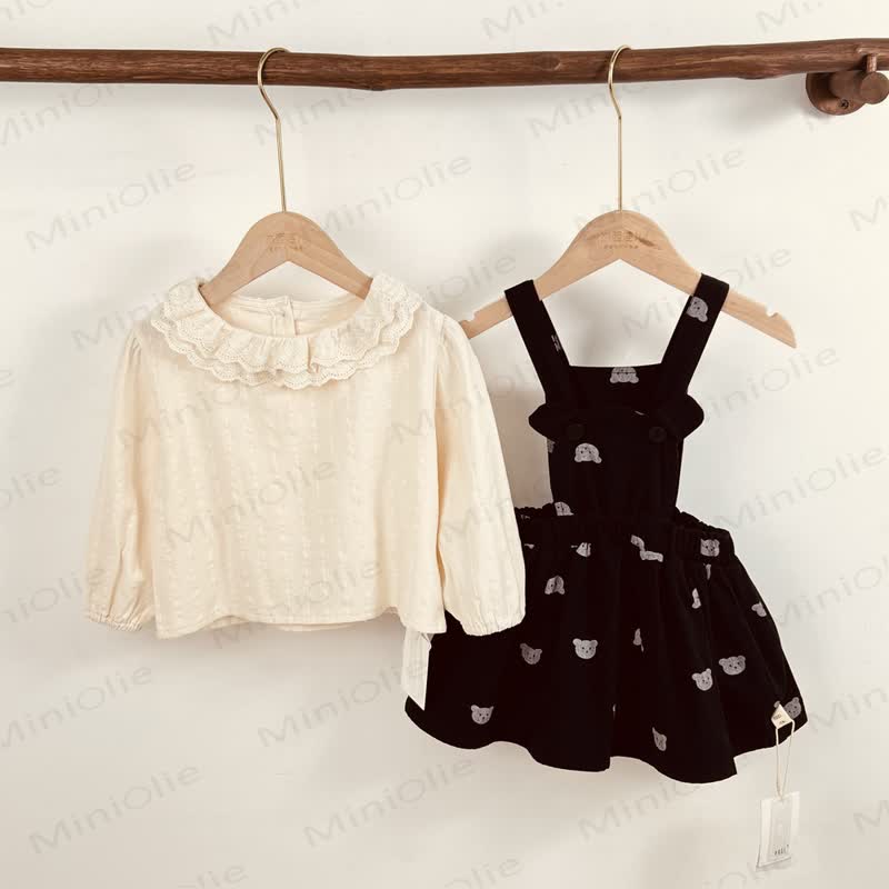 Baby Toddler Girl Denim Bear Suspender Skirt - image 1