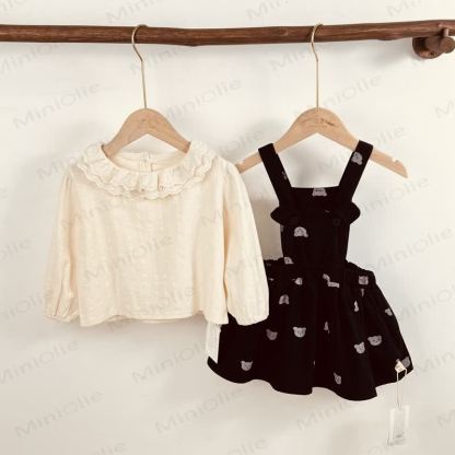 Baby Toddler Girl Denim Bear Suspender Skirt - image 1