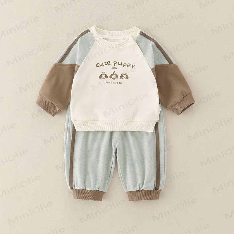 Baby Toddler Boy Animal 2-piece Set - Coffee Green Splicing Dog - 3-5T - image 6