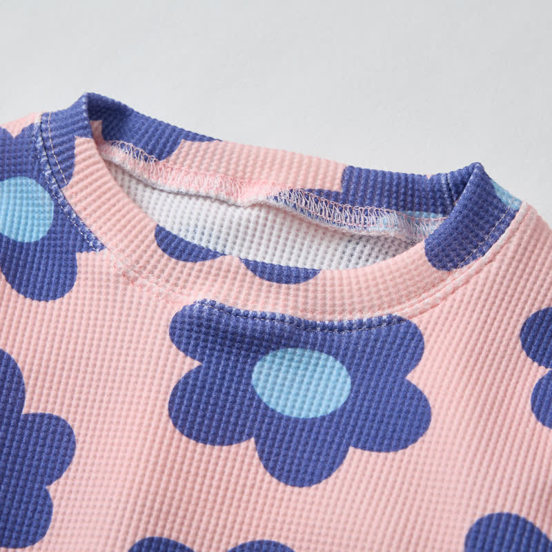 Baby Pink Waffle 2-piece Blue Floral Set - image 5