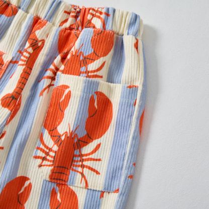 Baby Toddler Beige Blue White Stripe Lobster Cord Pants - image 4