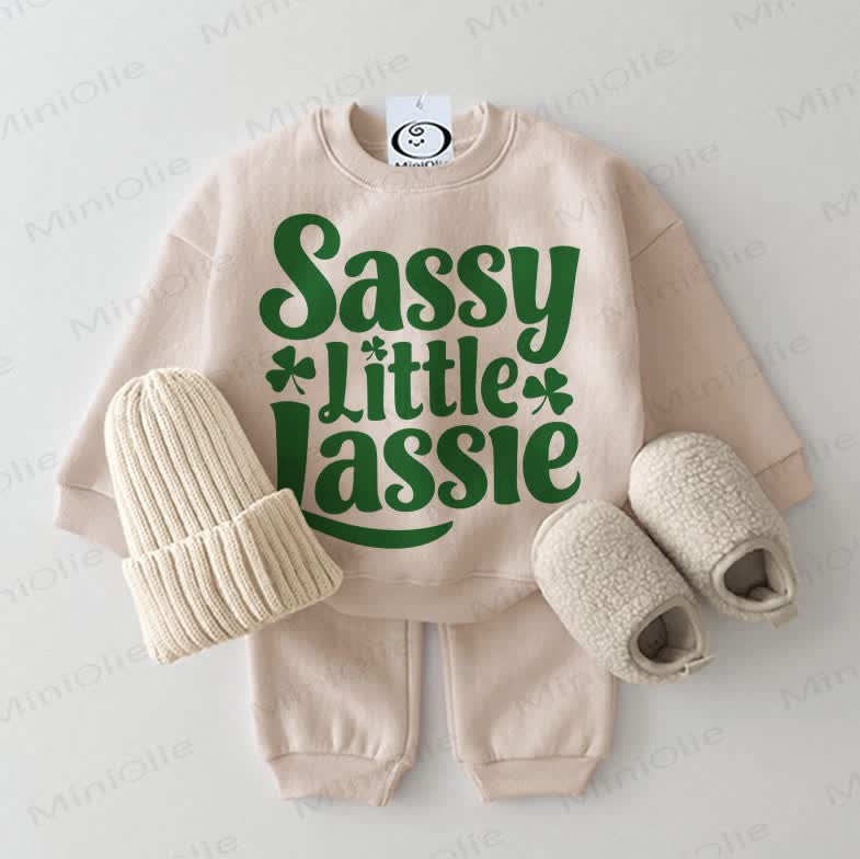 SASSY LITTLE LASSIE Baby Sweatshirt 2-piece Beige Set - Beige - 2-3T - image 1