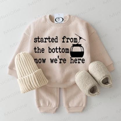 STARTED FROM THE BOTTOM NOW WE'RE HERE Baby Sweatshirt 2-piece Beige Set - Beige - 2-3T - image 1