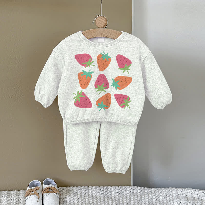Baby Strawberry Gray Sweatshirt 2-piece Set - Gray - 2-3T - image 1