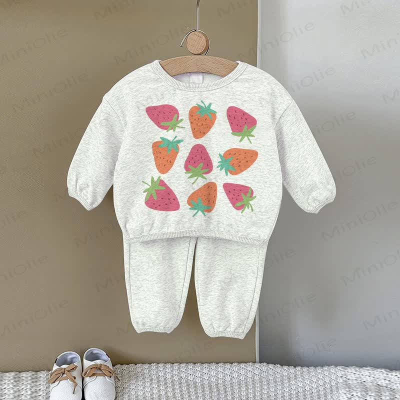 Baby Strawberry Gray Sweatshirt 2-piece Set - Gray - 2-3T - image 1
