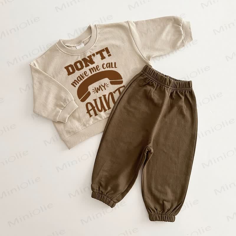 DON'T MAKE ME CALL MY AUNT Baby Brown Beige 2-piece Set - Brown Beige - 2-3T - image 1