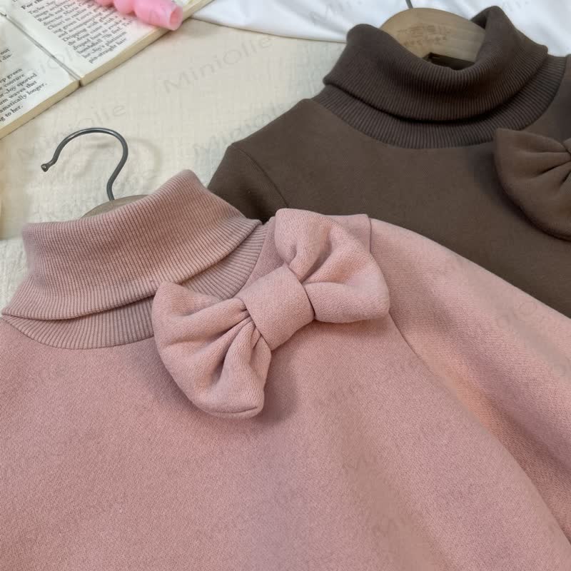 Toddler Girl 3D Bow Solid Color Puff Sleeve Dress - image 5