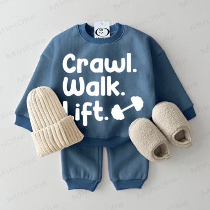 CRAWL. WAIK. LIFT. Baby Blue Sweatsuit 2-piece Set - Blue - 2-3T - image 1